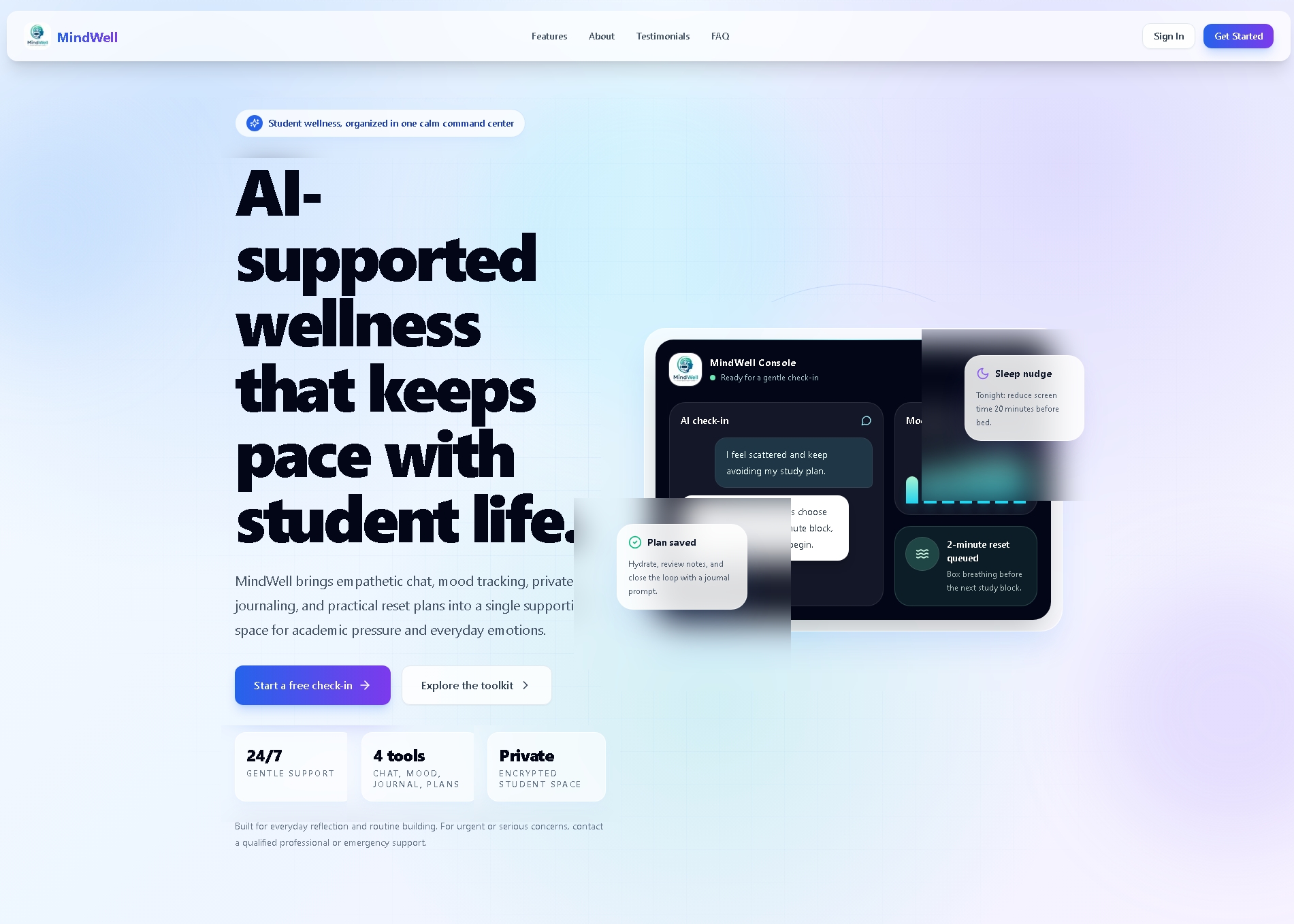 Student Mental Health Chatbot Website