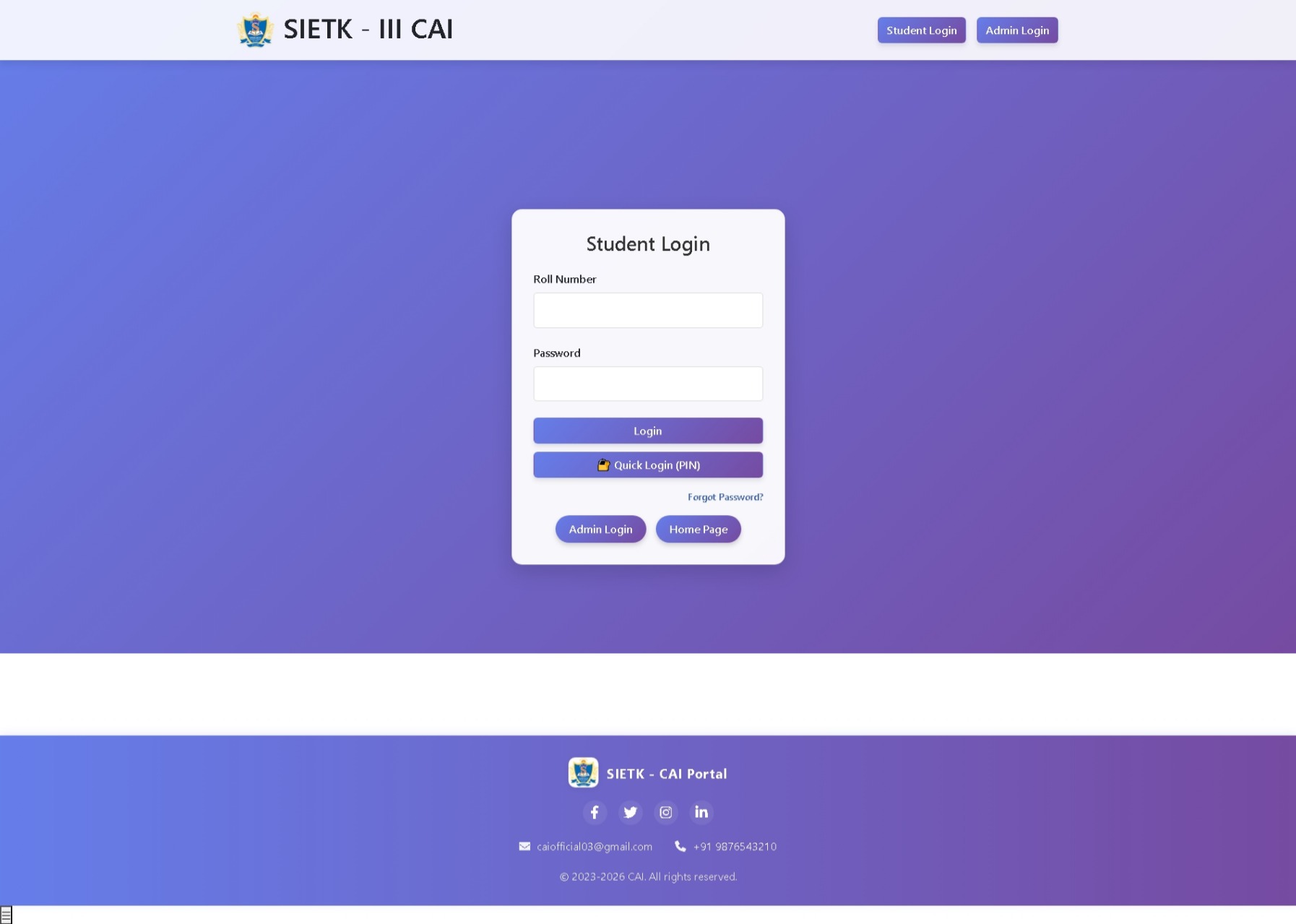 Class Management Portal Website
